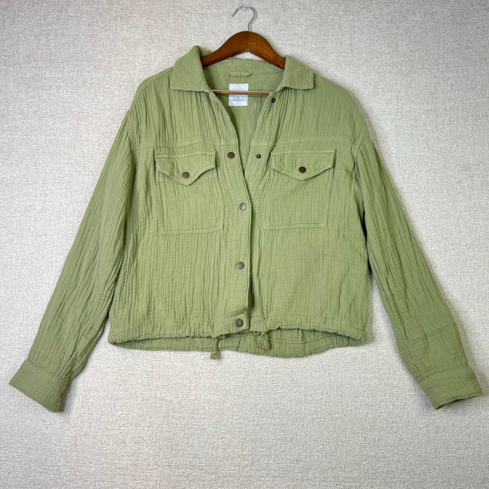 Sonoma 100% Cotton Sage Green Boho Double Gauze Utility Jacket Small